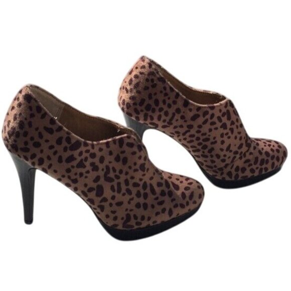 Style & Co Womens Leopard Print Faux Fur 4" High Heel Ankle Booties 6M - Picture 3 of 6